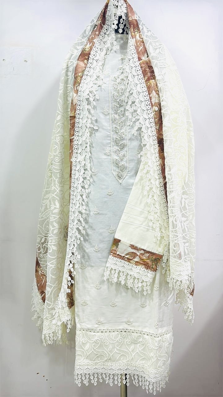 Heavy self Embroidery on Net and Rayon Bottom - Image 4