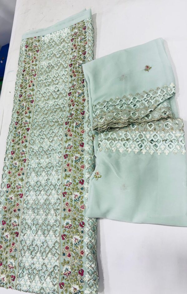 Party wear Georgette with Cutwork and stone work - Image 5