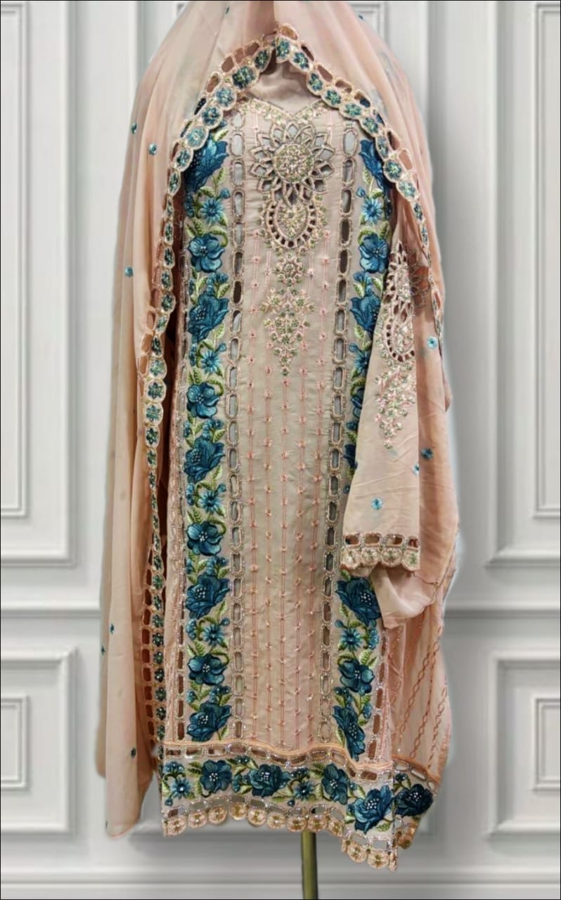 Cotton based cutwork semi party wear - Image 2