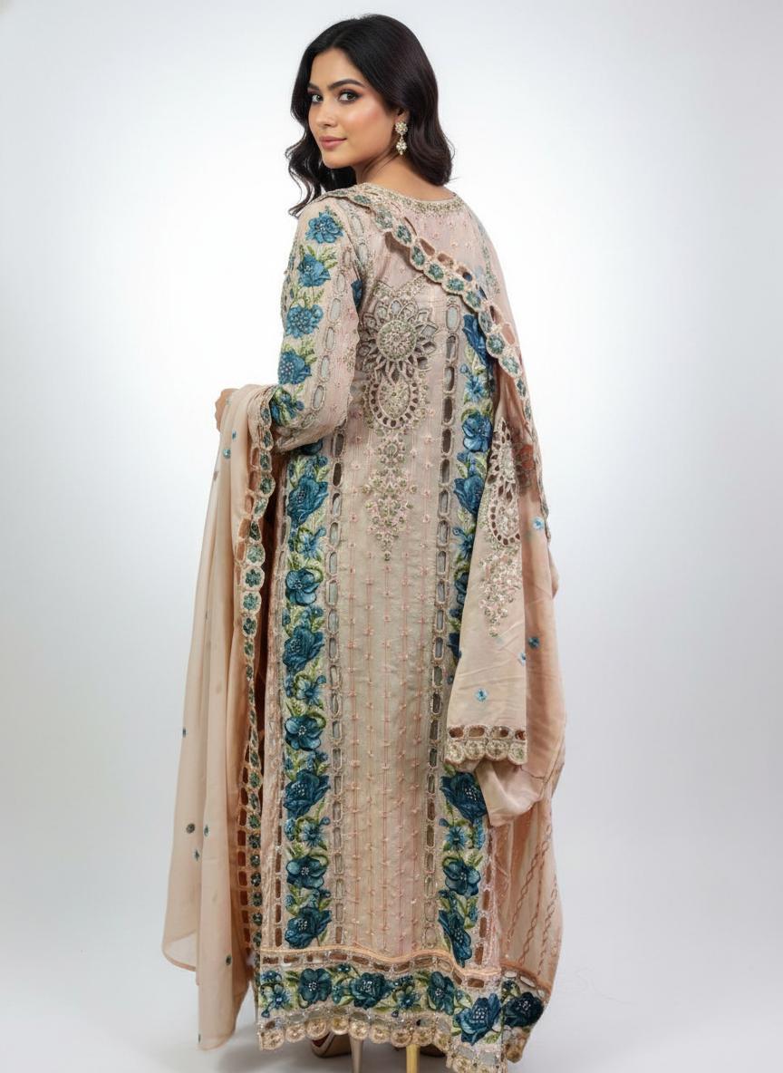 Cotton based cutwork semi party wear - Image 5