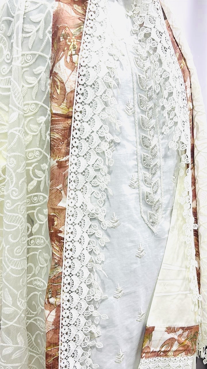 Heavy self Embroidery on Net and Rayon Bottom - Image 3