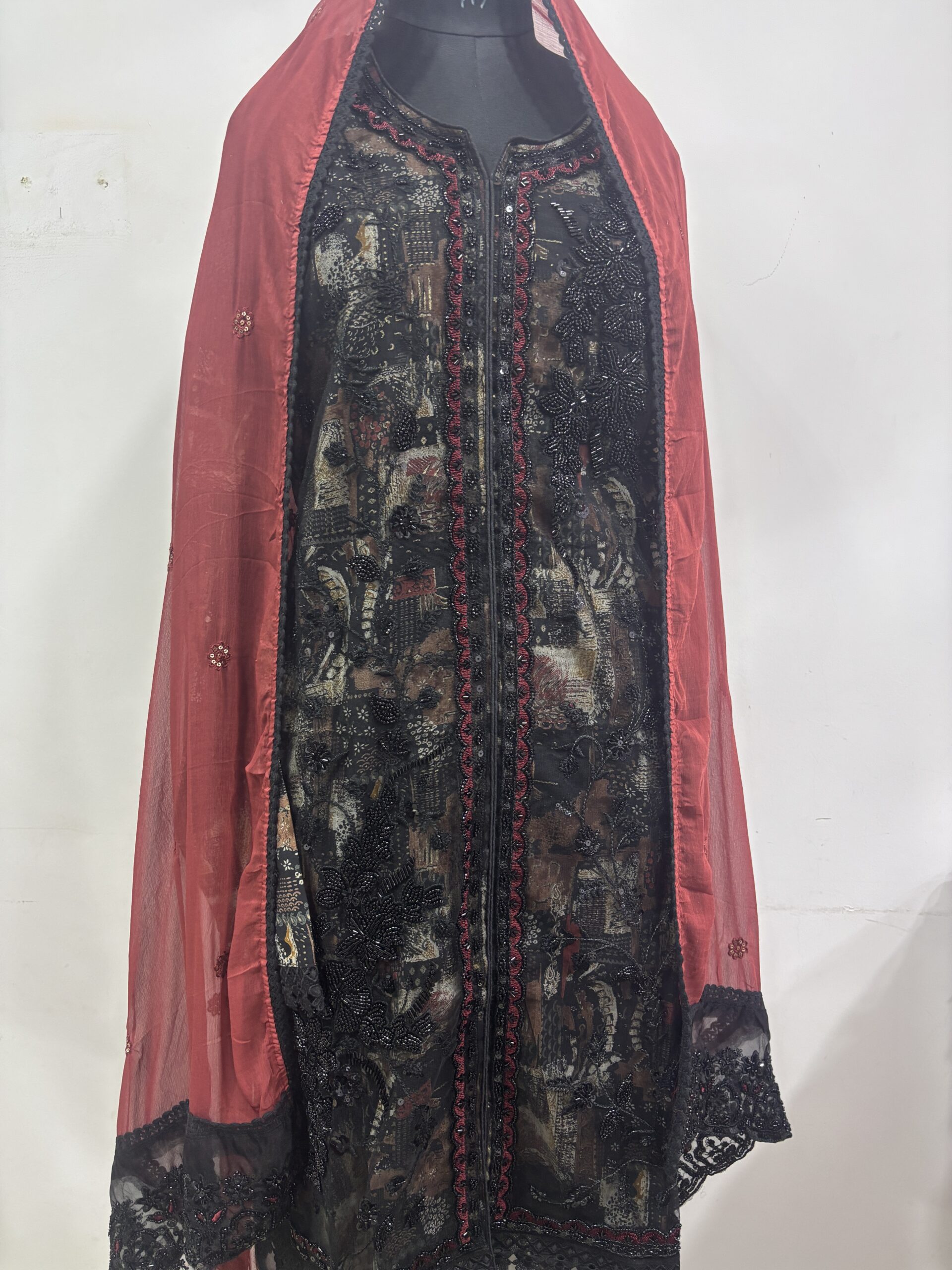 Heavy Rayon And Net with Handwork Black - Image 2