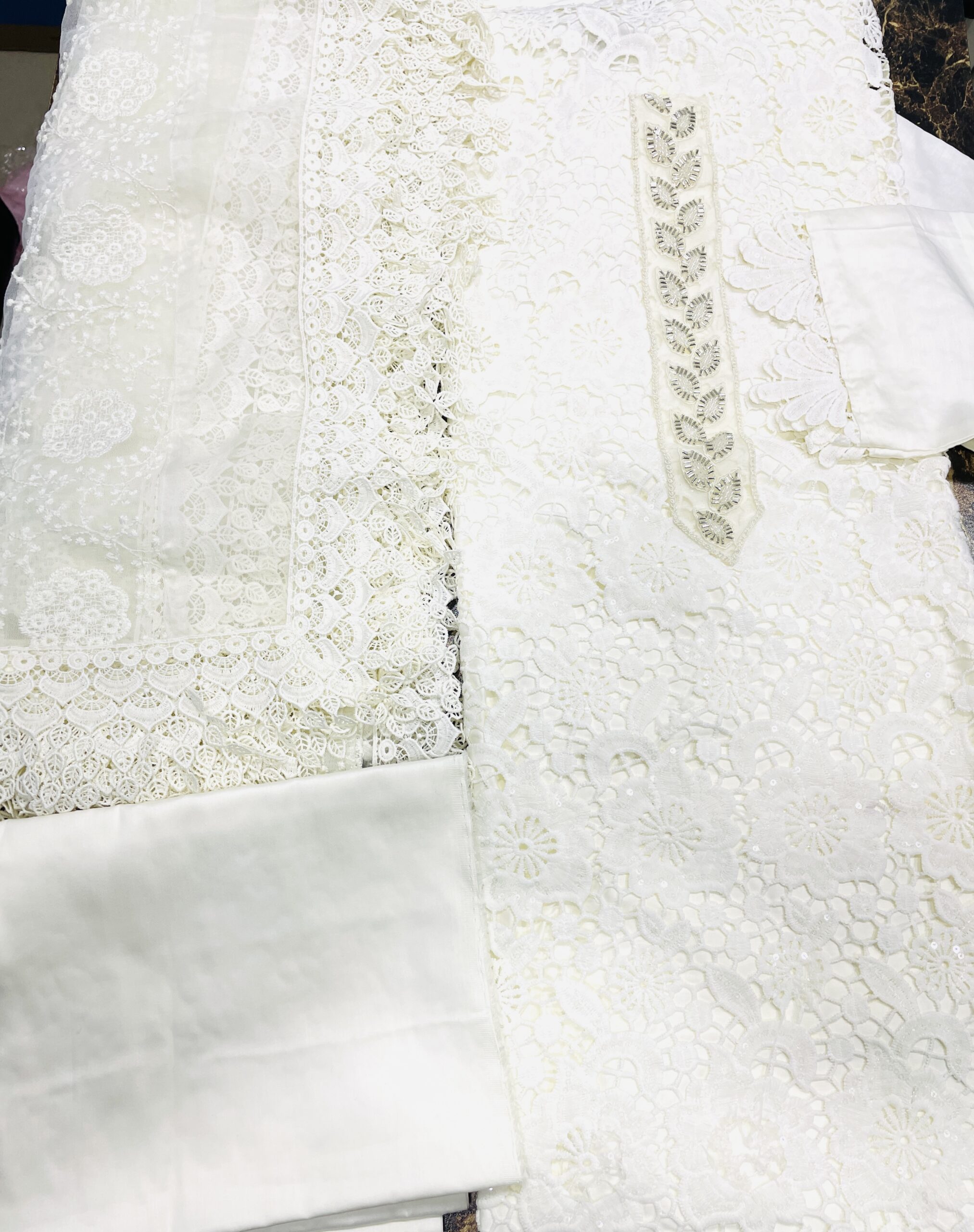 cotton based cutwork on net semi party wear - Image 2