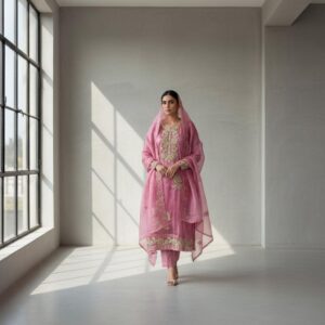 Fine semi party wear designer suit semi stitch