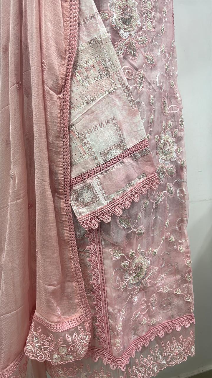 Cotton Reyon and Heavy Handwork on Net semi party wear Suit Piece - Image 6