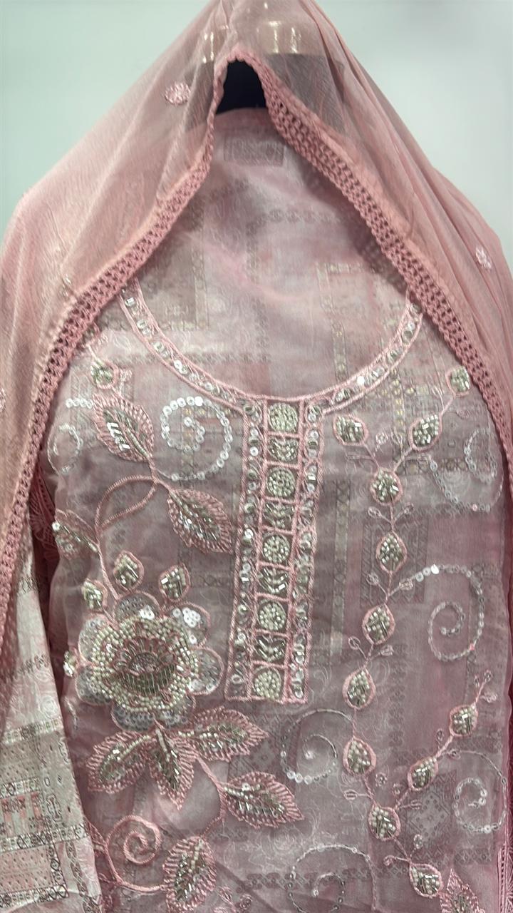 Cotton Reyon and Heavy Handwork on Net semi party wear Suit Piece - Image 7