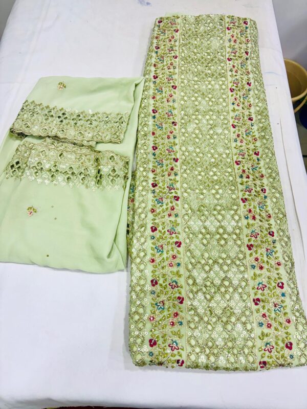 Party wear Georgette with Cutwork and stone work - Image 6