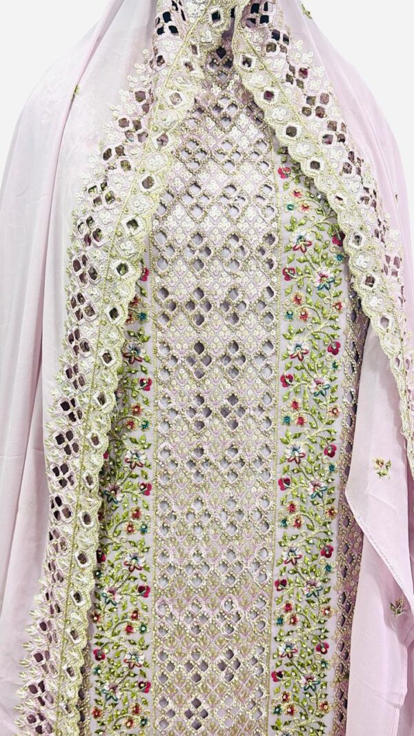 Party wear Georgette with Cutwork and stone work - Image 3