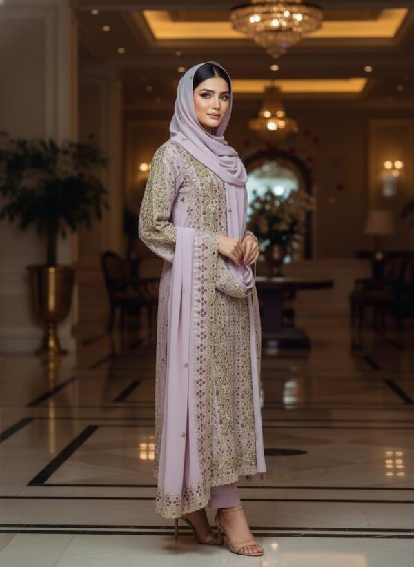 Party wear Georgette with Cutwork and stone work - Image 2