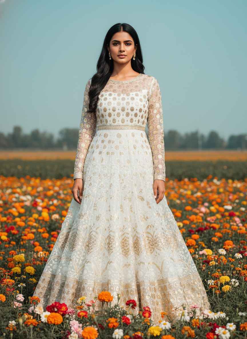 Fabric:-Pure Georgette Kali Design With Bottom and dupatta - Image 2