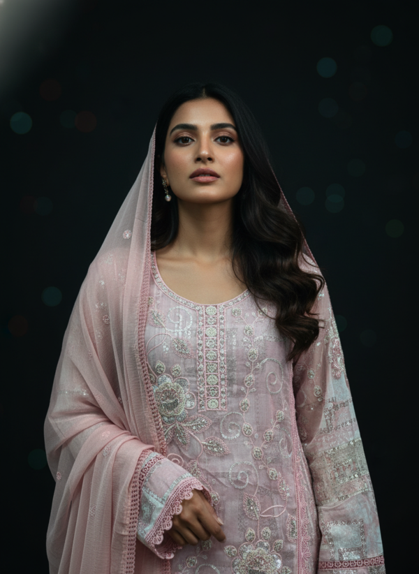 Cotton Reyon and Heavy Handwork on Net semi party wear Suit Piece - Image 2