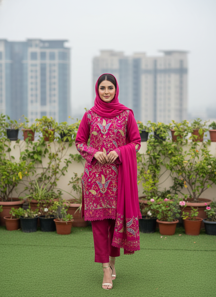 Fabric:- Crepe Silk Imported Fabric Pink - Image 2