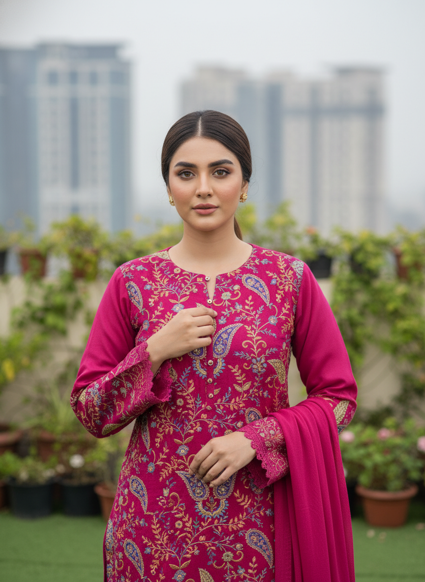 Fabric:- Crepe Silk Imported Fabric Pink - Image 4