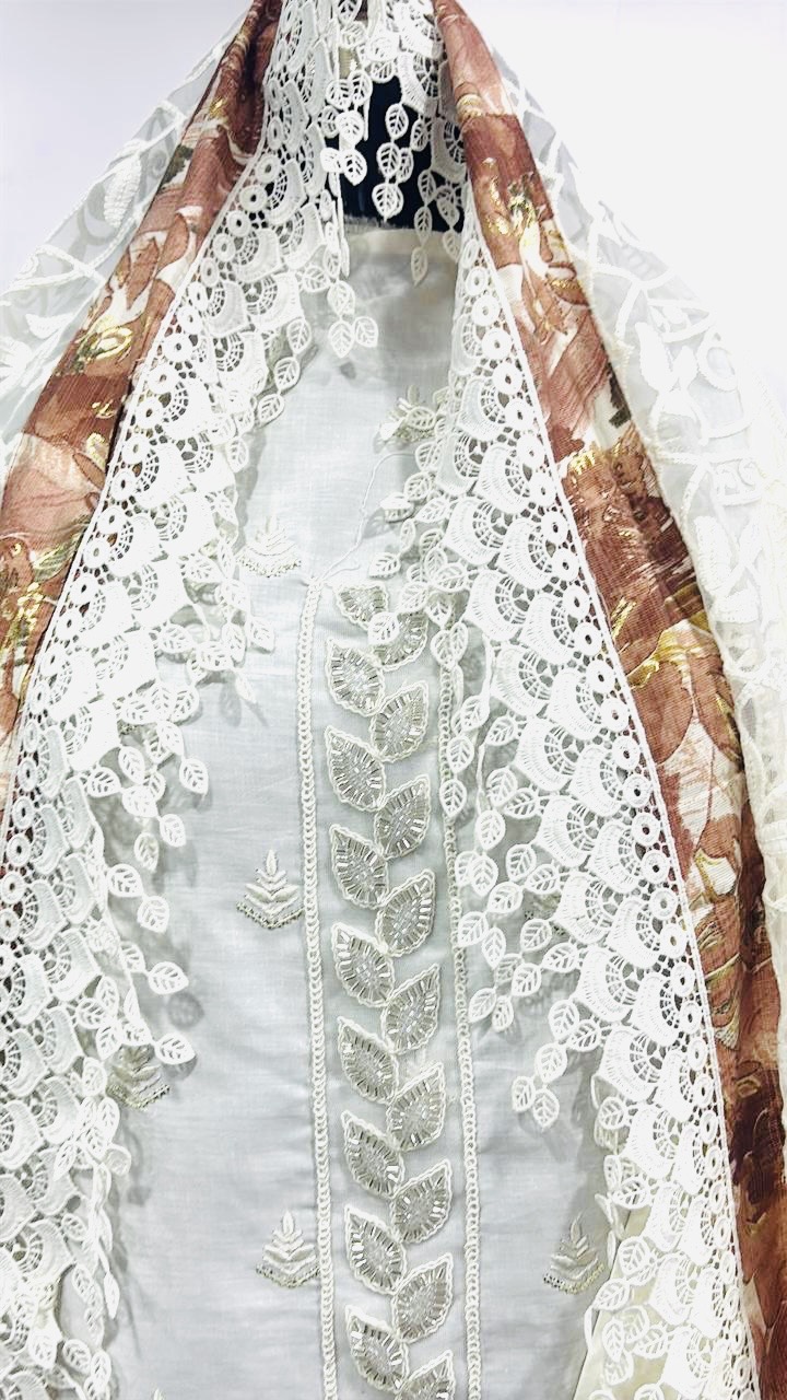 Heavy self Embroidery on Net and Rayon Bottom - Image 2