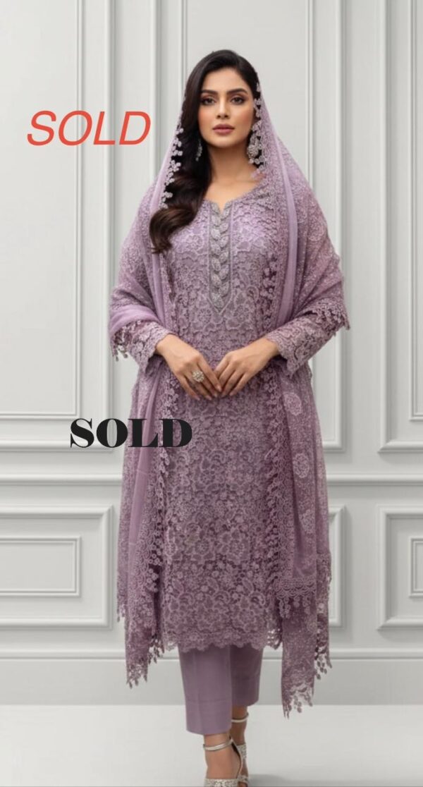 cotton based cutwork on net semi party wear