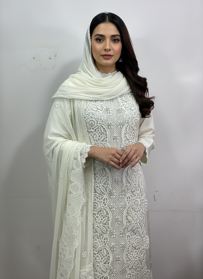 Pakistani style Cutwork design semi party wear - Image 4