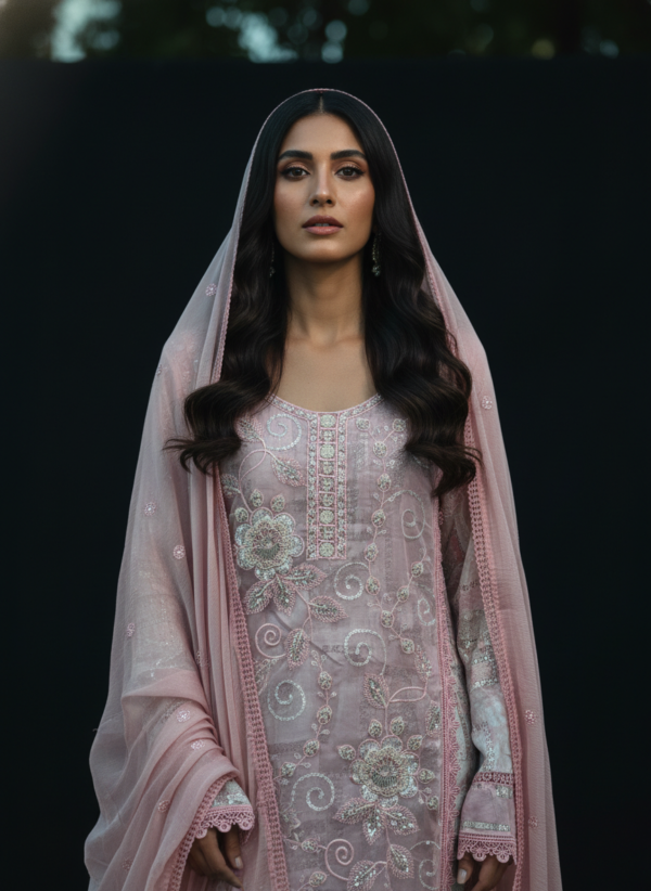 Cotton Reyon and Heavy Handwork on Net semi party wear Suit Piece - Image 3