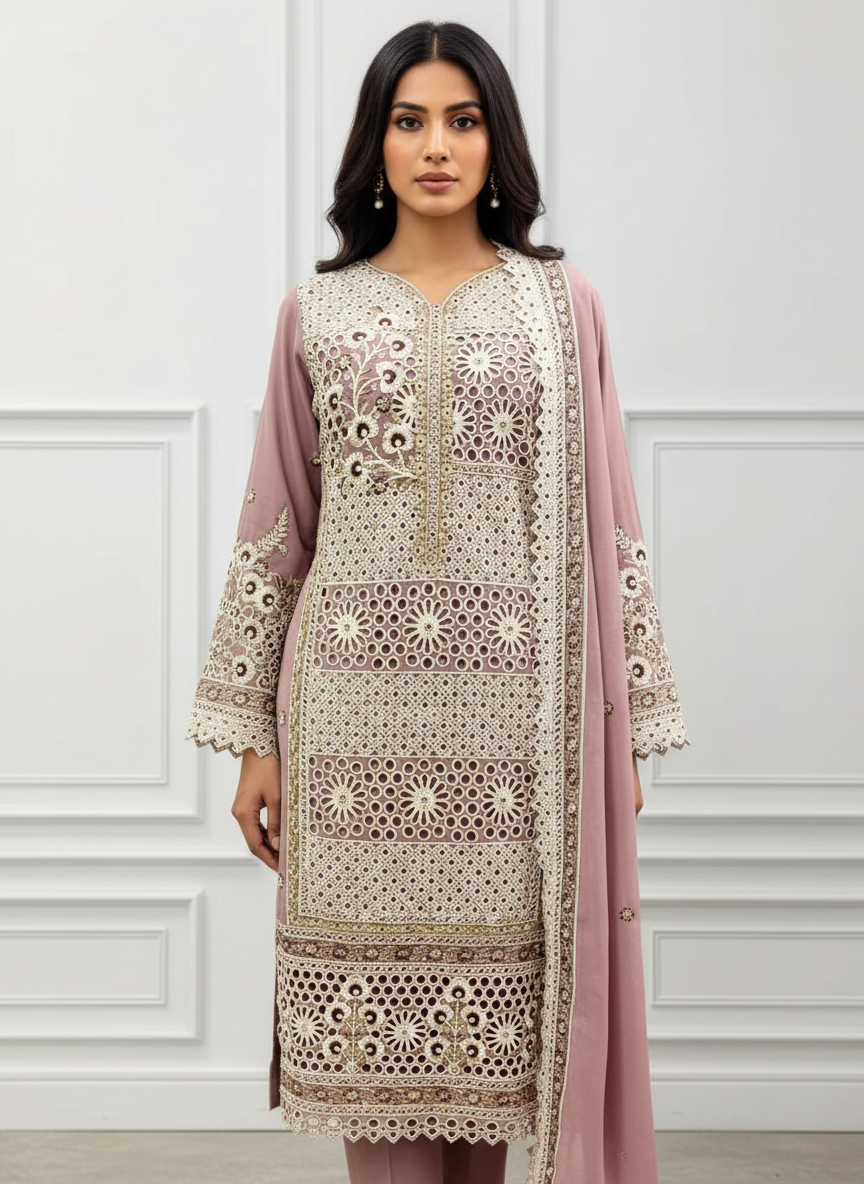 Semi Party wear suit piece with cutwork