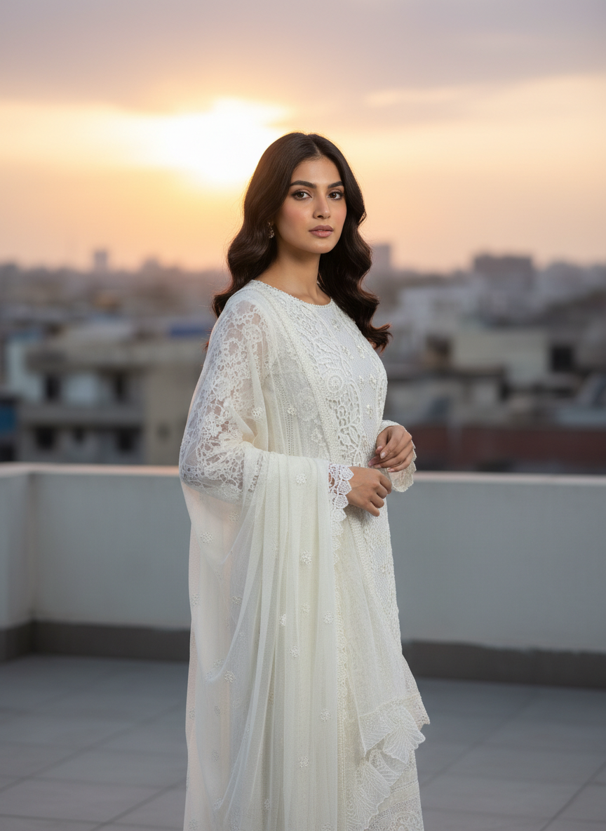 Pakistani style Cutwork design semi party wear - Image 2