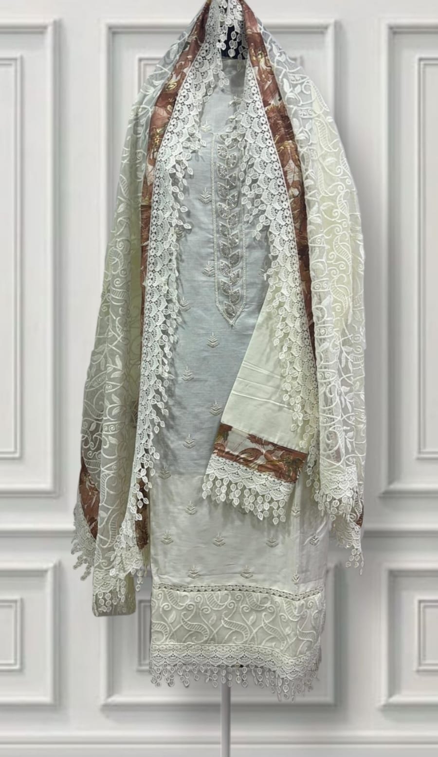 Heavy self Embroidery on Net and Rayon Bottom