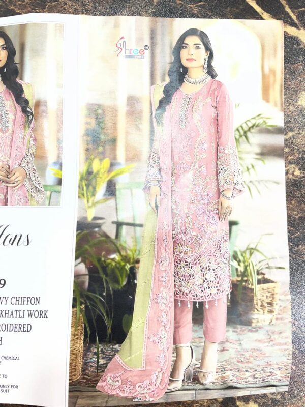 Pakistani Embroidered Heavy Chiffon with Heavy Hand Khatli Work - Image 5