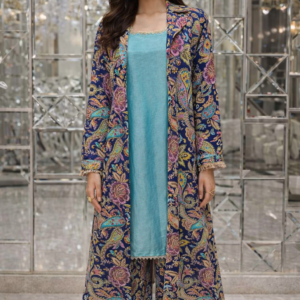 Natural Crepe Positioning designer Wear full Length Shrug and Palazzo