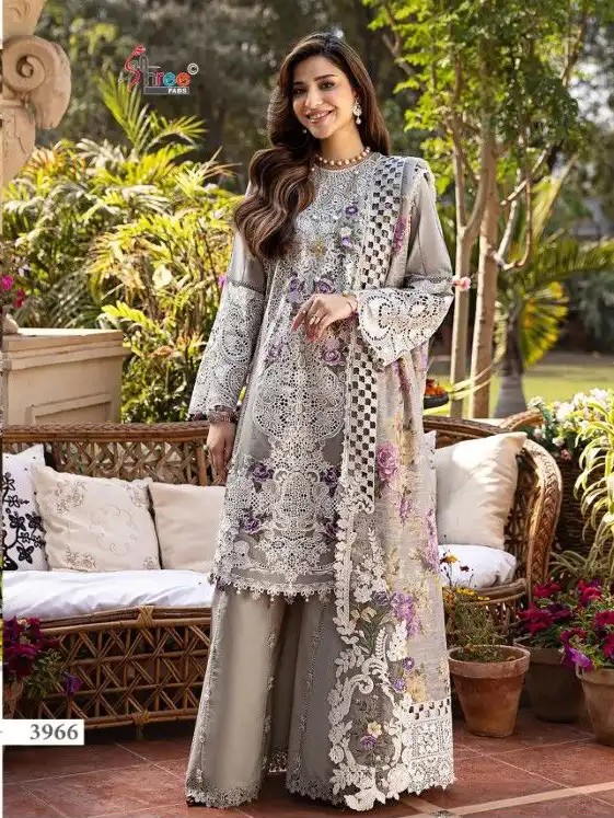 Ombre Premium Cotton Lawn Salwar Suit, Pakistani Replica - Image 4