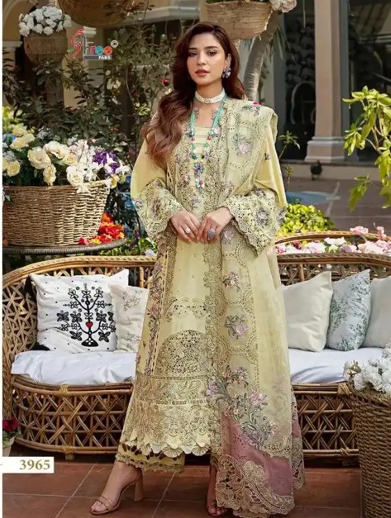Ombre Premium Cotton Lawn Salwar Suit, Pakistani Replica - Image 5