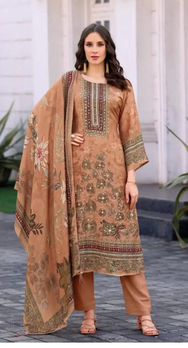 Maslin digital Print with Aari Work - Image 3