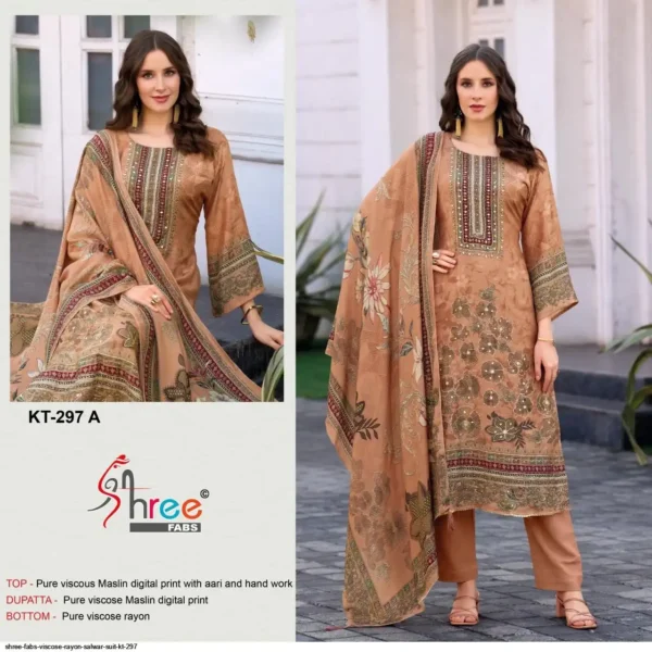 Maslin digital Print with Aari Work - Image 2