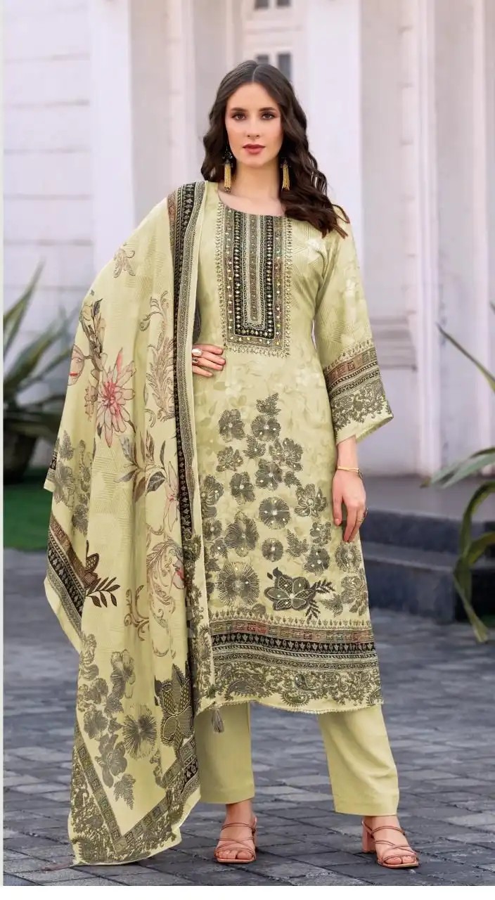 Maslin digital Print with Aari Work - Image 9