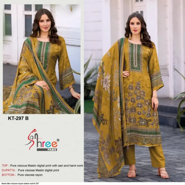 Maslin digital Print with Aari Work - Image 4