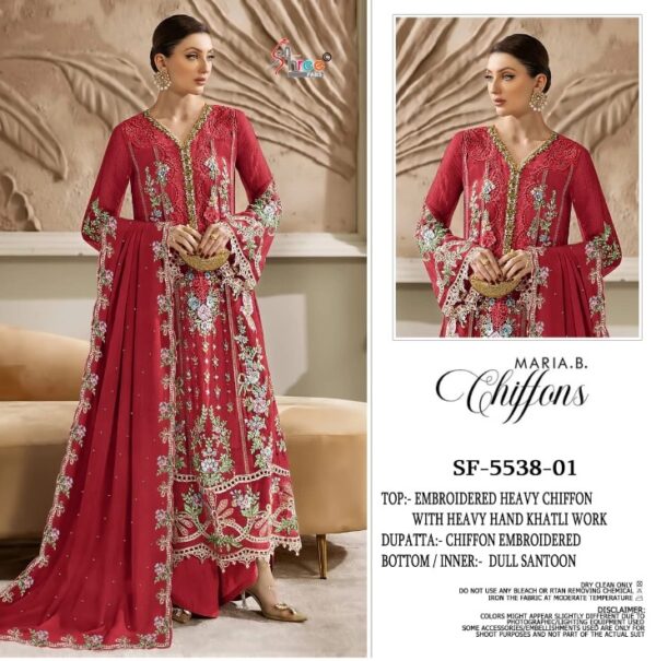 SF 5538 Heavy Embroidered Chiffon Suit Maria-B Replica - Image 4