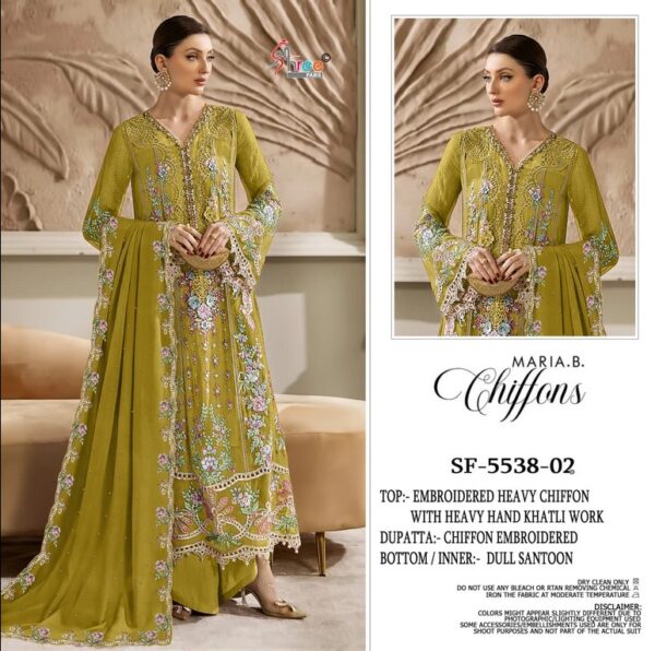SF 5538 Heavy Embroidered Chiffon Suit Maria-B Replica - Image 5