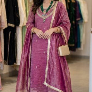 Rose Pink Embroidered Ethnic Ensemble Ready to Wear