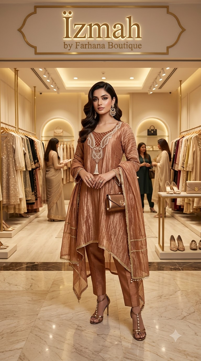 Peach Rose Salsa Fabric Embellished Ethnic Ensemble Ready to Wear - Image 2