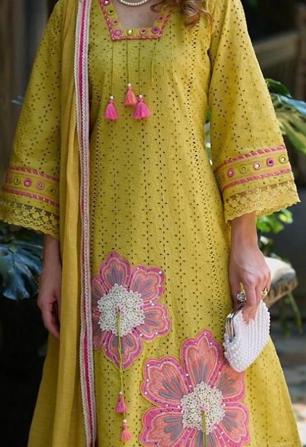 Mustard Yellow Embroidered 3-Piece Suit Ready To Wear - Image 4