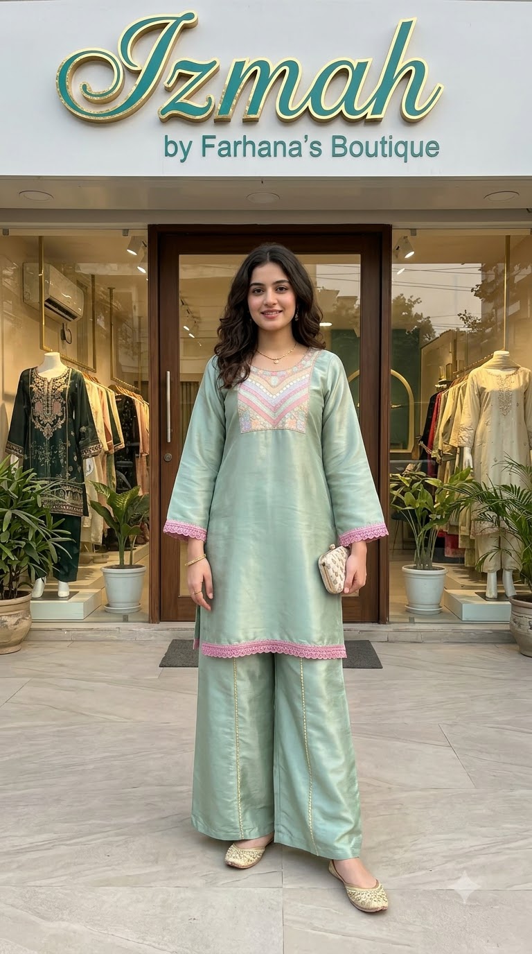🌿 Mint Green with Neck Patch 2-Piece Set