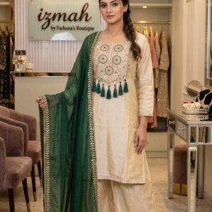 ✨ Shimmer Elegance – 3-Piece Plazzo Suit Ready to Wear