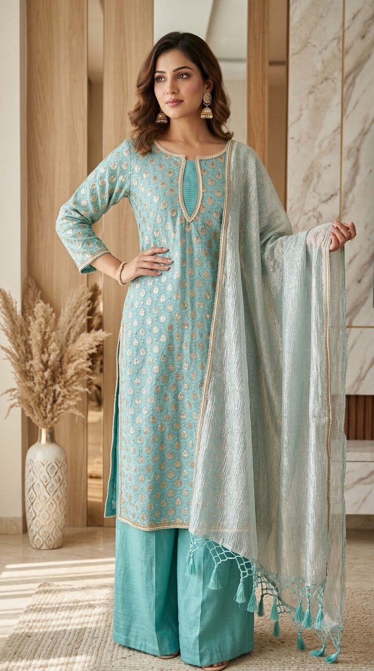 Elegant Chiffon Sequence 3-Piece Suit ✨